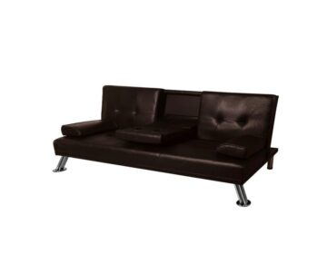Lounge Sofa Couch (3-seater) Futon Bed Brown