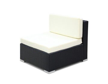 Outdoor Lounge Seating (Set of 2) Wicker Black + Cushions