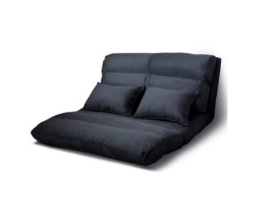 Floor Lounge Ground Seating Folding Mat Foam Charcoal + 2 Pillows