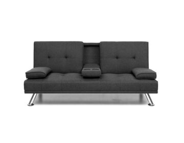 Lounge Sofa Couch (3-seater) Bed Fabric Grey