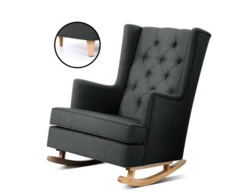 Armchair Chair (Rocking) Linen Upholstery Charcoal