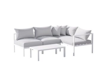 Lounge Sofa Couch (4-seater) Metal Outdoor White