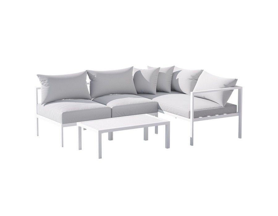 Lounge Sofa Couch (4-seater) Metal Outdoor White