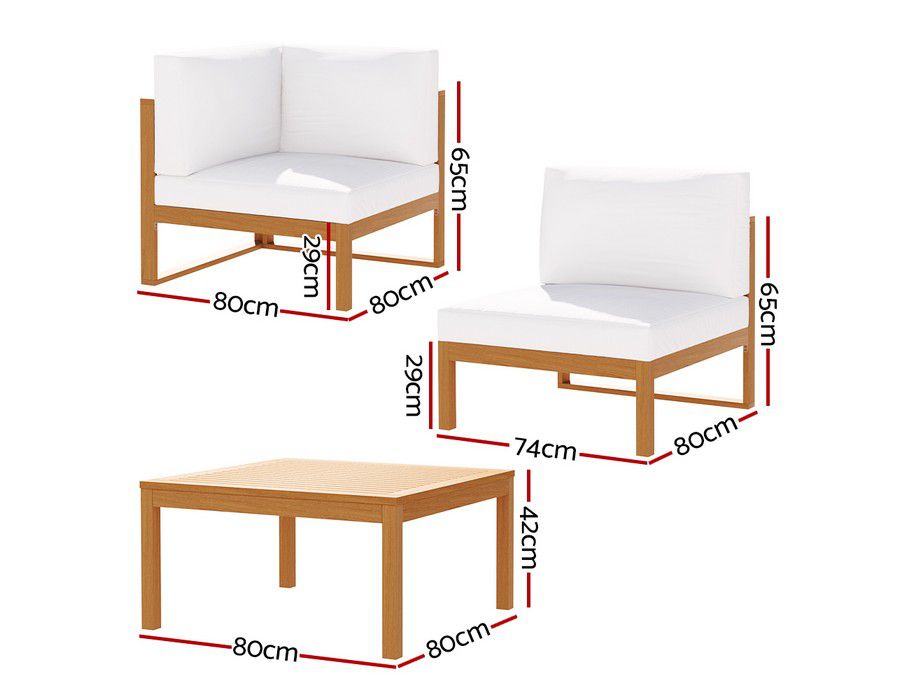 Lounge Sofa Couch (5pc | 4-seater) Acacia Wood Outdoor Set Brown - Image 2