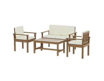 Lounge (4-seater) Acacia Wood Table Outdoor White