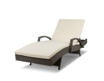 Sun Lounger Poolside Lounge Cushion Wicker Grey