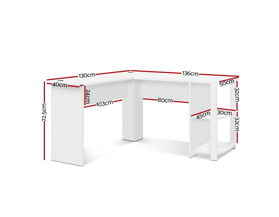 Desk Computer Table Workstation (Corner Unit) White - Image 5