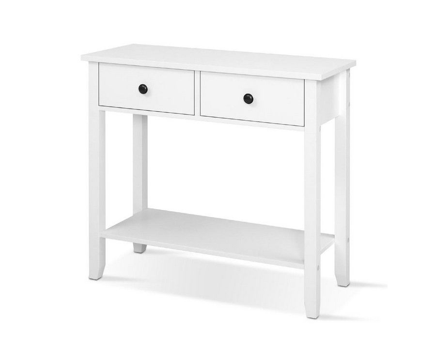 Console Table Storage Cabinet Sideboard (2-drawer) White