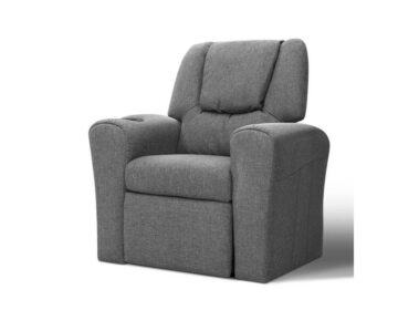 Kids Lounge Child Chair Recliner Linen Fabric Cover Grey