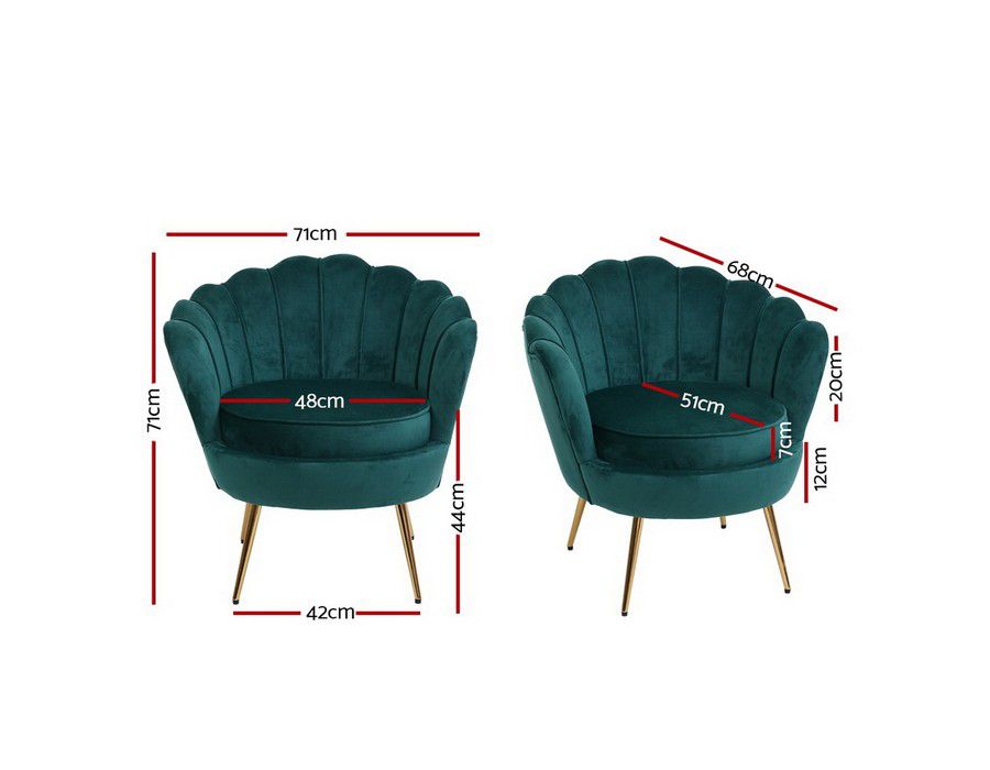 Armchair Chair Velvet Upholstery Green - Image 2