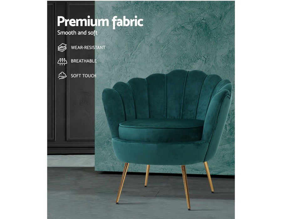 Armchair Chair Velvet Upholstery Green - Image 4