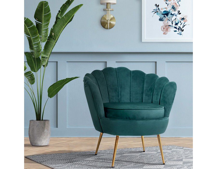 Armchair Chair Velvet Upholstery Green - Image 5