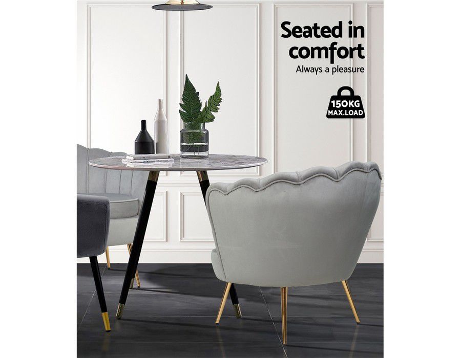 Armchair Chair Velvet Upholstery Grey - Image 4