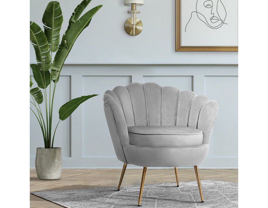 Armchair Chair Velvet Upholstery Grey - Image 5