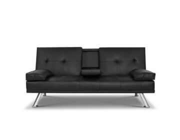 Lounge Sofa Couch (3-seater) Bed Black