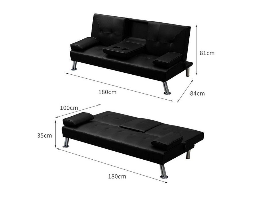 Lounge Sofa Couch (3-seater) Bed Faux Leather - Image 2