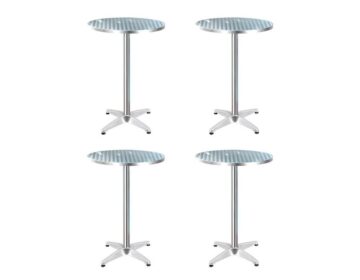 Bar Table Meals Counter (Set of 4) Round Silver