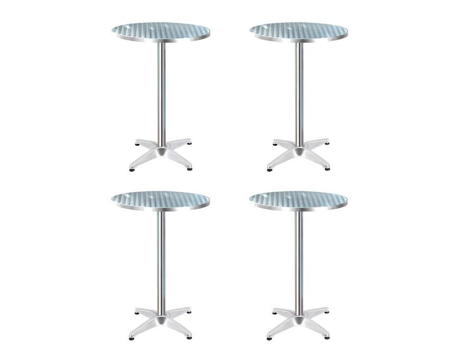 Bar Table Meals Counter (Set of 4) Round Silver