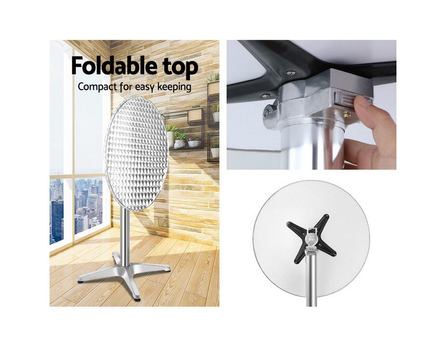 Bar Table Meals Counter (Set of 4) Round Silver - Image 5