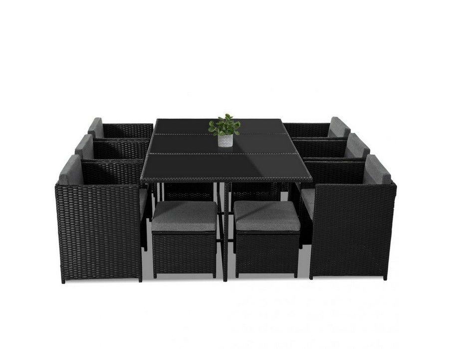 Buy Outdoor Lounge Stylish Seating (11pc) Comfy Durable Black Set