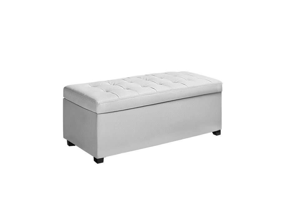 Buy Ottoman Stylish Storage Box Seating Comfy Durable Faux Leather White A271527572