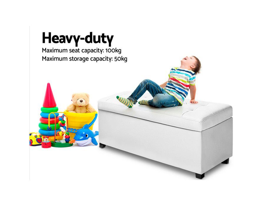 Buy Ottoman Stylish Storage Box Seating Comfy Durable Faux Leather White A271527572