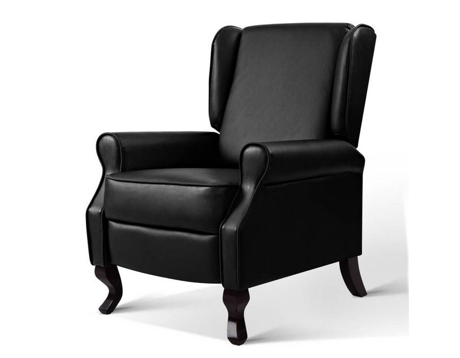 Buy Armchair Elegant Chair Comfy Sturdy Recliner Faux Leather Black