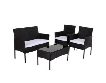 Outdoor Lounge Seating (4-seater) Wicker Black