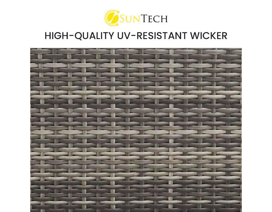 Lounge Sofa Couch Wicker Outdoor Grey + Cushion - Image 4