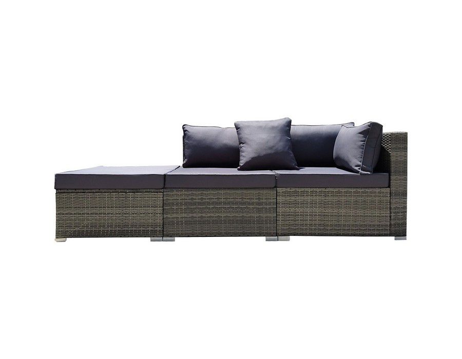 Lounge Sofa Couch (3-seater) Wicker Outdoor Grey
