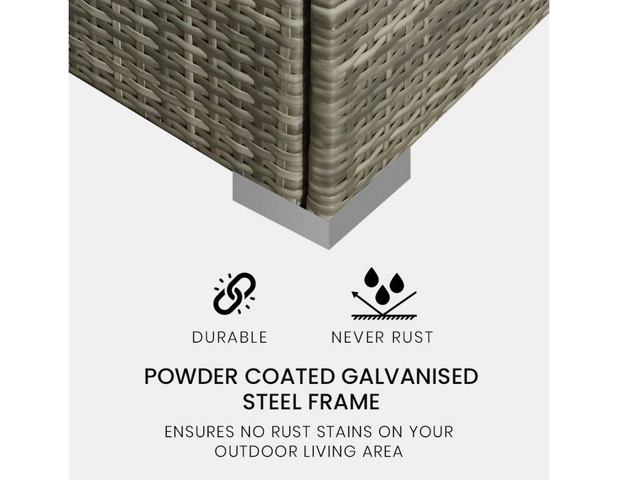 Lounge Sofa Couch (3-seater) Wicker Outdoor Grey - Image 2