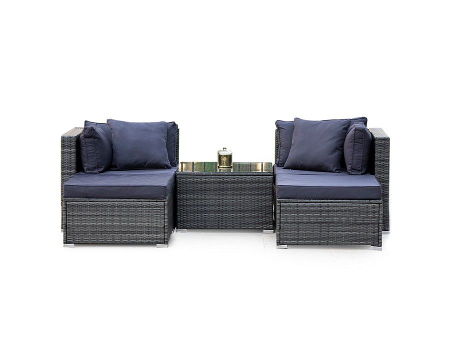 Lounge Sofa Couch (4-seater) Wicker Outdoor Grey