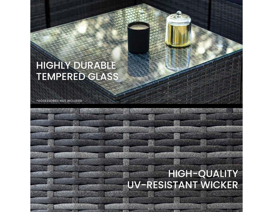 Lounge Sofa Couch (4-seater) Wicker Outdoor Grey - Image 3