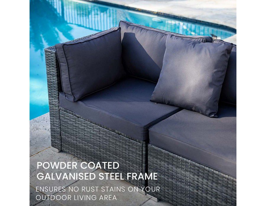 Lounge Sofa Couch (4-seater) Wicker Outdoor Grey - Image 5