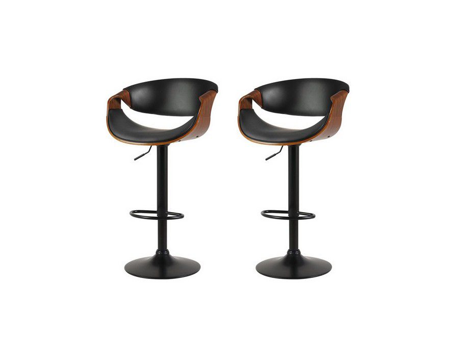 Buy Bar Stool Counter Seat (Set of 2) Comfy Gaslift Swivel Wooden