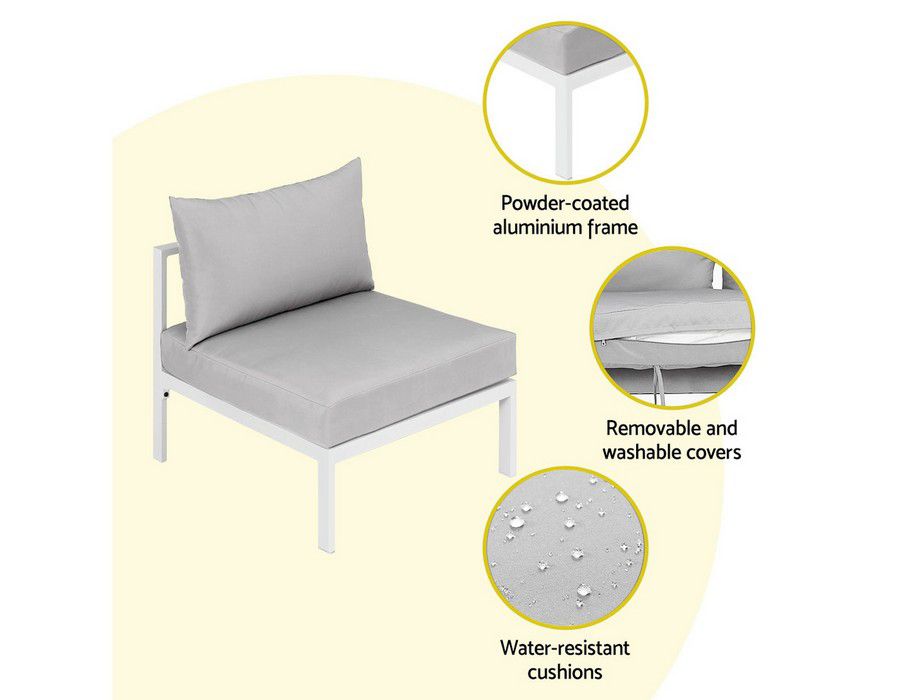 Lounge Sofa Couch (4-seater) Metal Outdoor White - Image 3