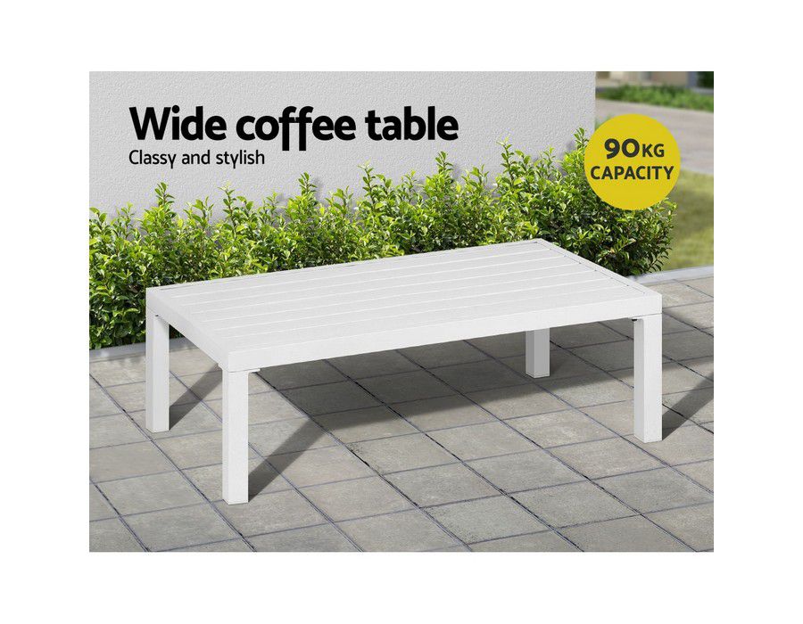 Lounge Sofa Couch (4-seater) Metal Outdoor White - Image 4