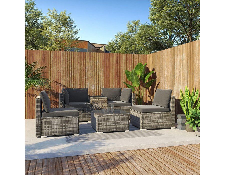 Lounge Sofa Couch (Set of 6) Wicker Outdoor - Image 2