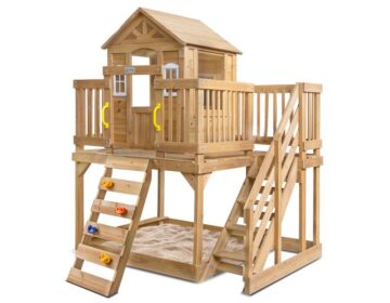 Kids Cubby House Playhouse Multi-activity with Sand Pit Natural