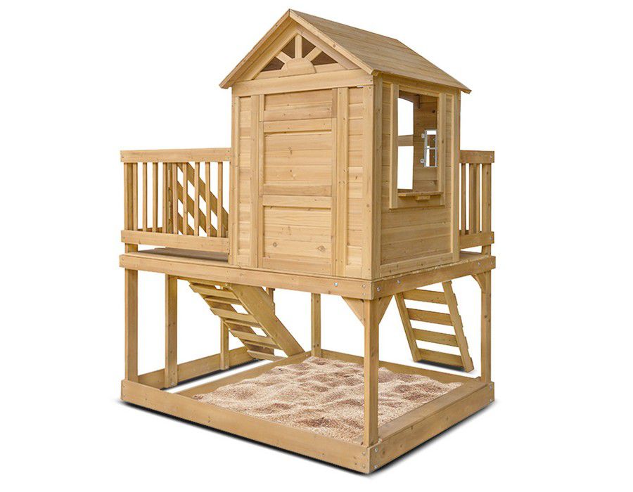 Kids Cubby House Playhouse Multi-activity with Sand Pit Natural - Image 4