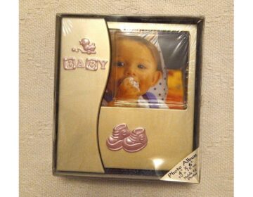Gift Box Photo Album Silver 10x15cm Cute Stylish Baby Shower Pink