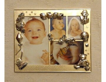 Baby Photo Frame Gift Box Cute Silver Large 4 Section Bottle Kite Bear Rattle