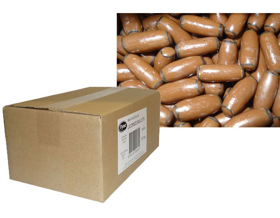 Buy Milk Chocolate Fyna Choc Coated Licorice Bullets Bulk Pack (6.5kg