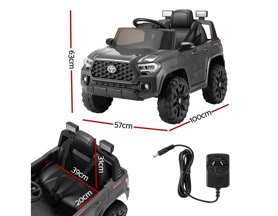 Kids Ride-on Car Toy (12V) Electric Off-road Toyota Tacoma Grey - Image 2