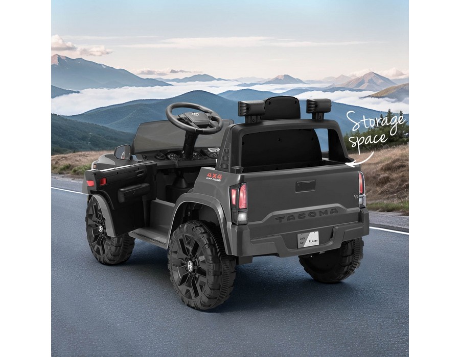 Kids Ride-on Car Toy (12V) Electric Off-road Toyota Tacoma Grey - Image 4