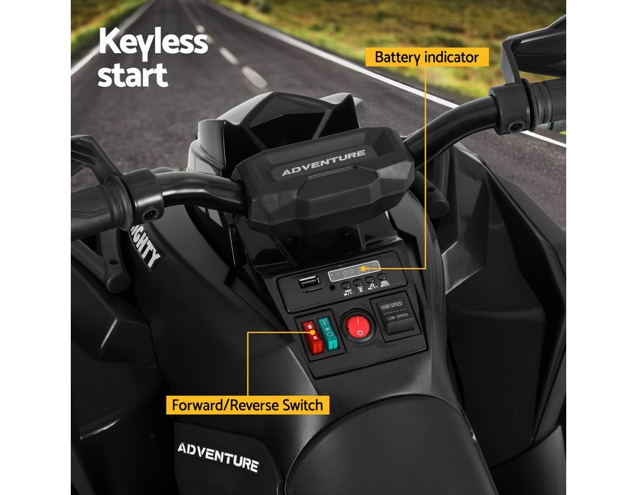 Kids Ride-on Motorbike Toy (12V) Electric Quad ATV Black - Image 4