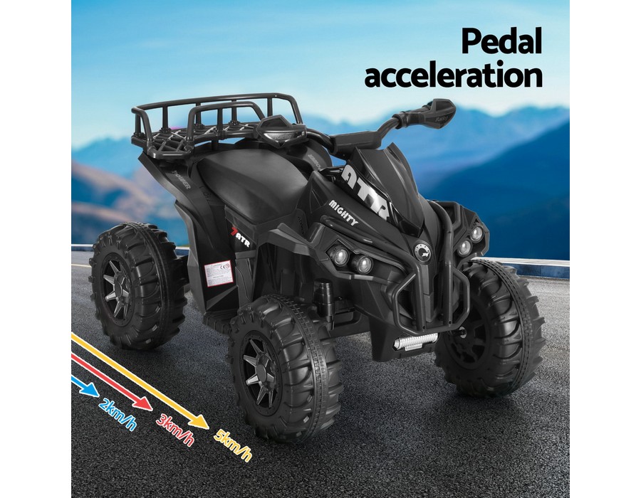 Kids Ride-on Motorbike Toy (12V) Electric Quad ATV Black - Image 5