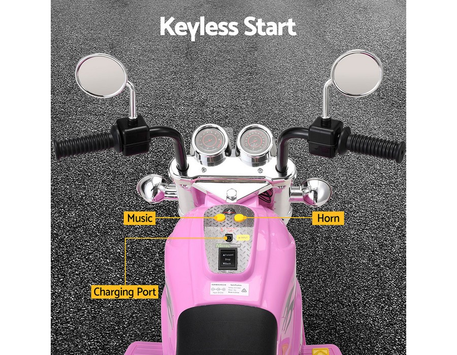 Kids Ride-on Motorbike Toy (6V) Electric Pink + Horn+Music - Image 5
